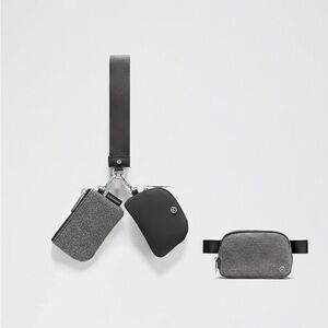 Lululemon Dark Silver Glitter Belt Bag & Dual Pouch Dark Silver Glitter Set NEW